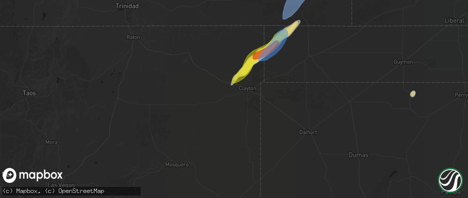 Hail map in Clayton, NM on June 30, 2026