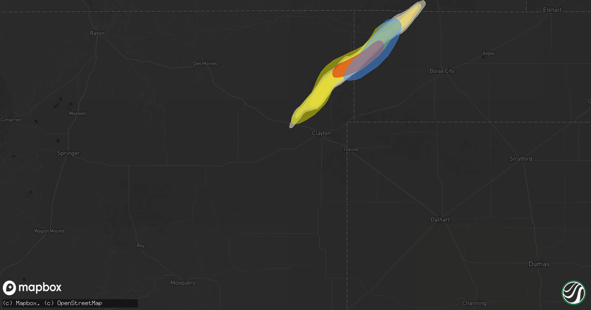 Hail map in Clayton, NM on June 30, 2026