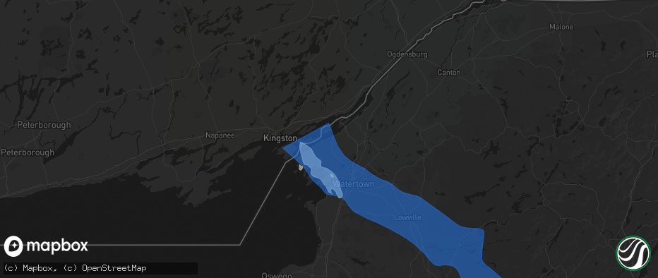Hail map in Clayton, NY on June 30, 2026