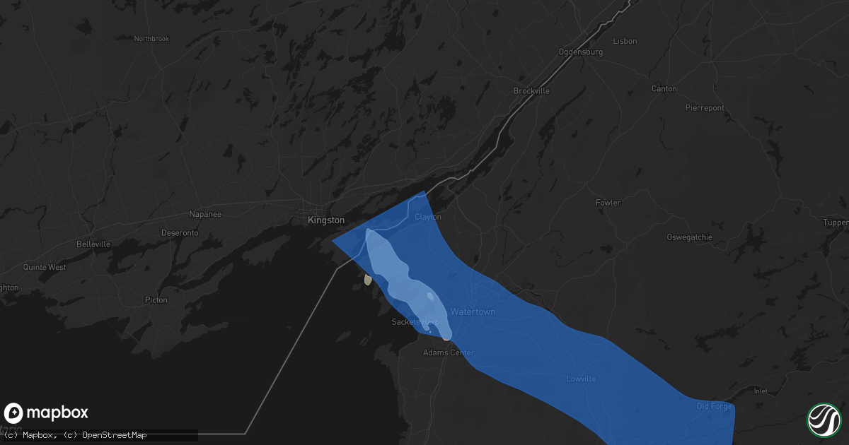 Hail map in Clayton, NY on June 30, 2026