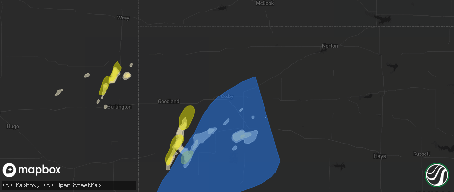 Hail map in Colby, KS on June 30, 2026