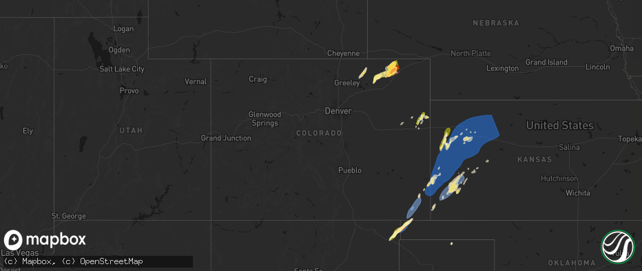 Hail map in Colorado on June 30, 2026