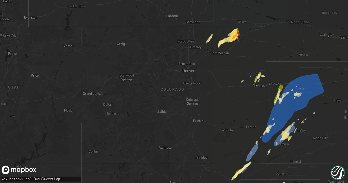 Hail map in Colorado on June 30, 2026
