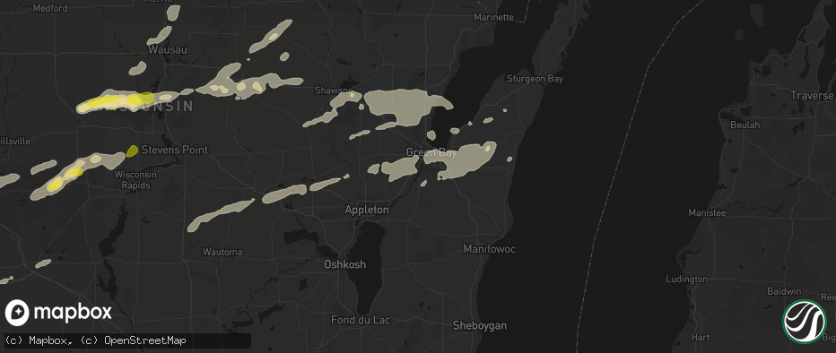 Hail map in De Pere, WI on June 30, 2026