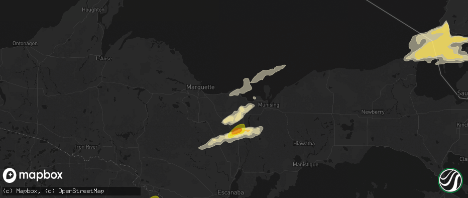 Hail map in Deerton, MI on June 30, 2026