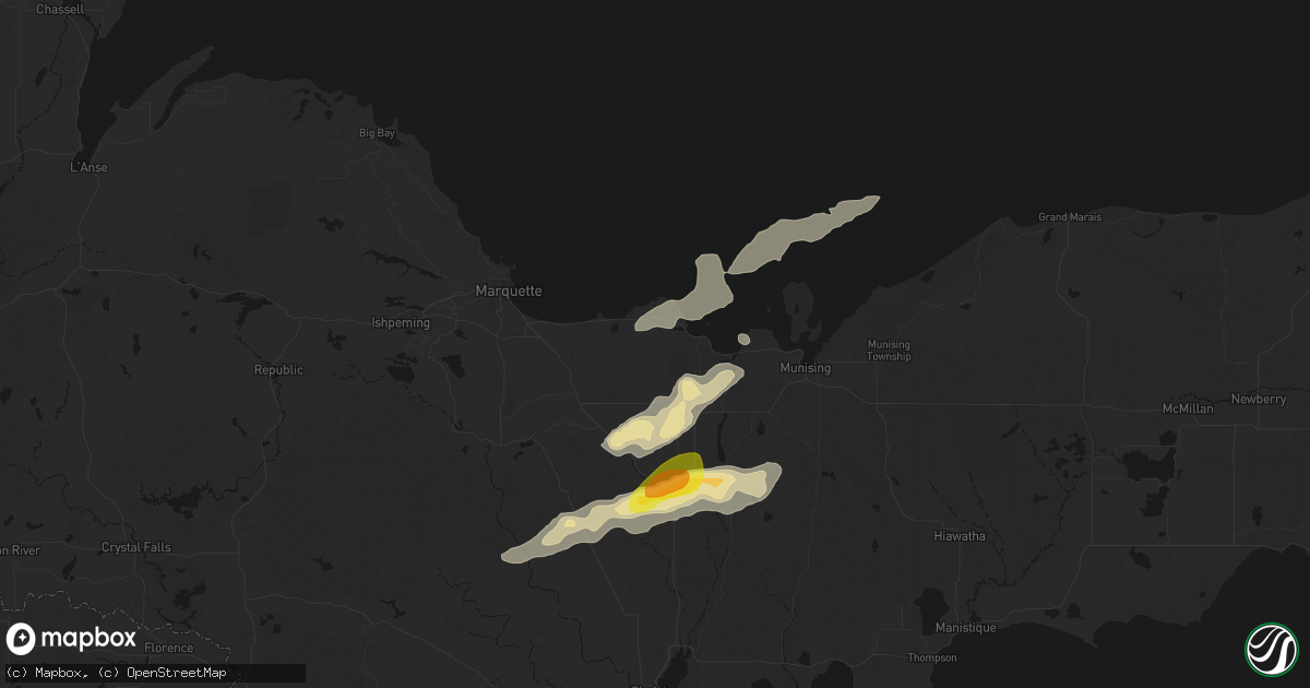 Hail map in Deerton, MI on June 30, 2026