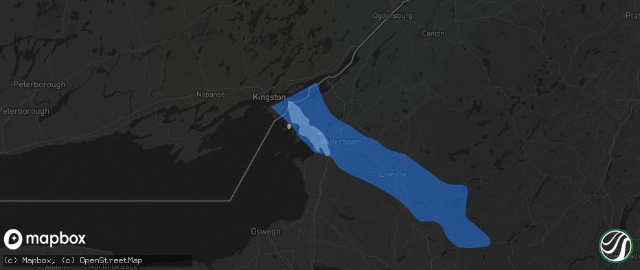 Hail map in Dexter, NY on June 30, 2026