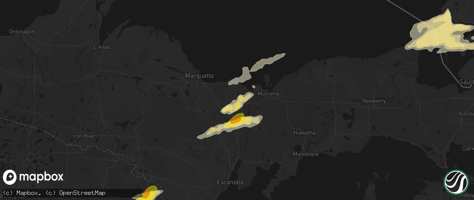 Hail map in Eben Junction, MI on June 30, 2026