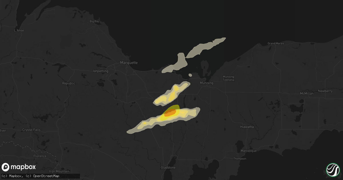 Hail map in Eben Junction, MI on June 30, 2026