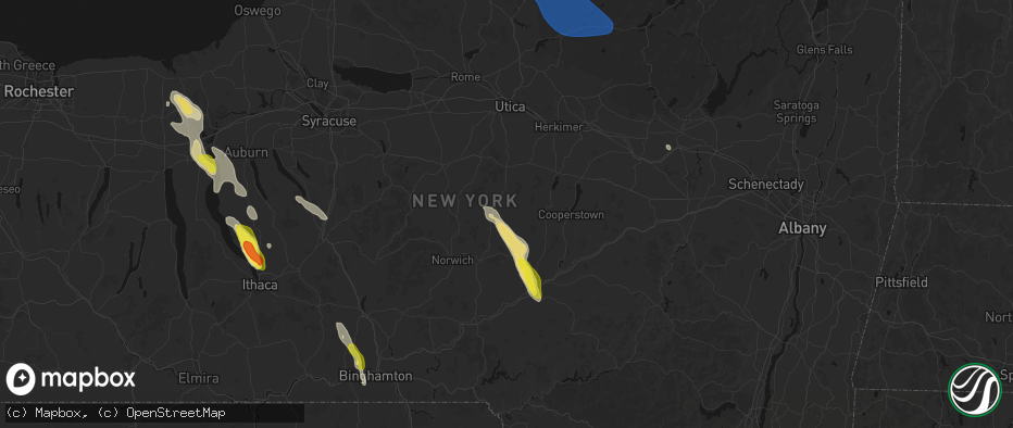 Hail map in Edmeston, NY on June 30, 2026