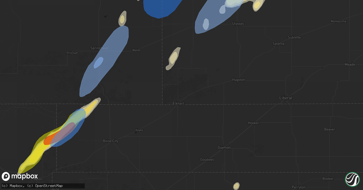 Hail map in Elkhart, KS on June 30, 2026