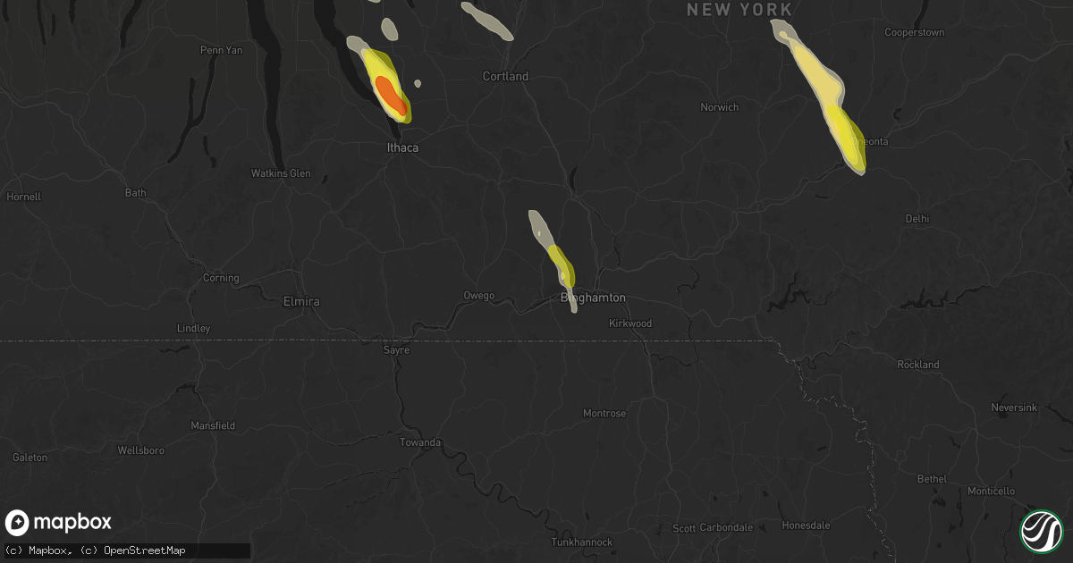 Hail map in Endicott, NY on June 30, 2026