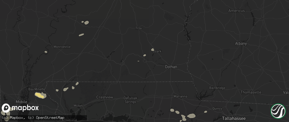 Hail map in Enterprise, AL on June 30, 2026