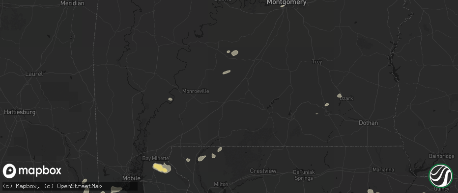 Hail map in Evergreen, AL on June 30, 2026
