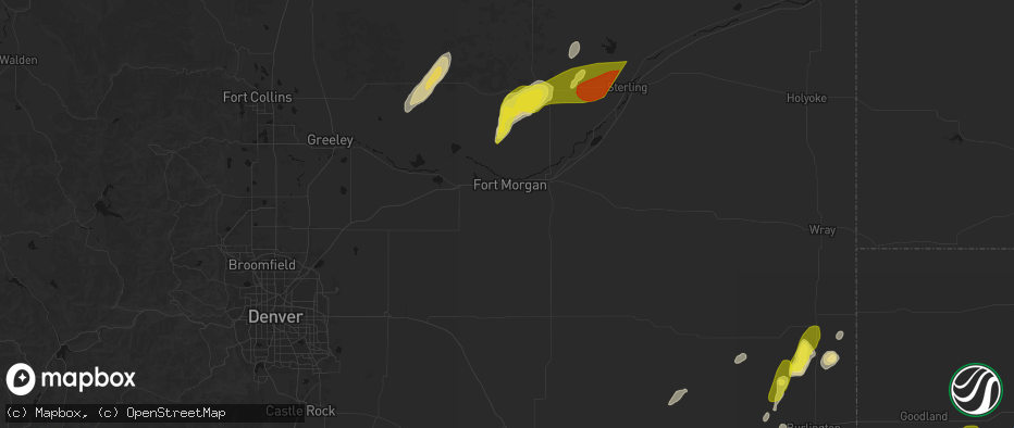 Hail map in Fort Morgan, CO on June 30, 2026