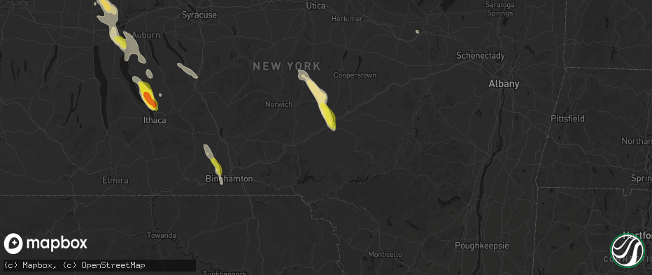 Hail map in Franklin, NY on June 30, 2026