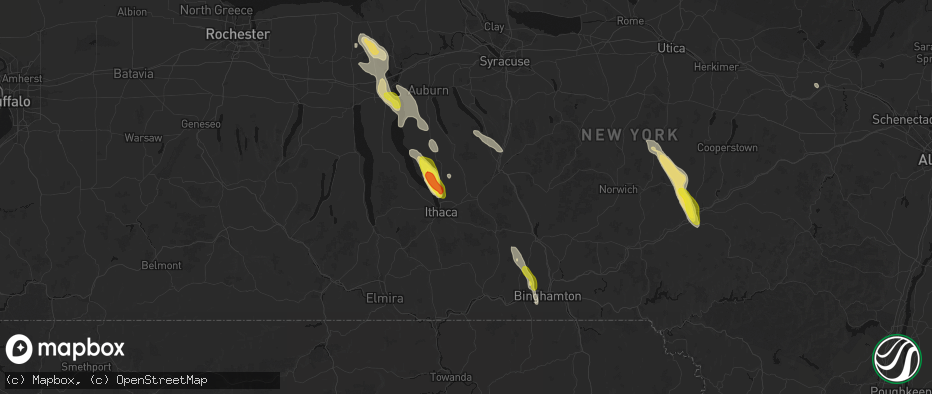 Hail map in Freeville, NY on June 30, 2026