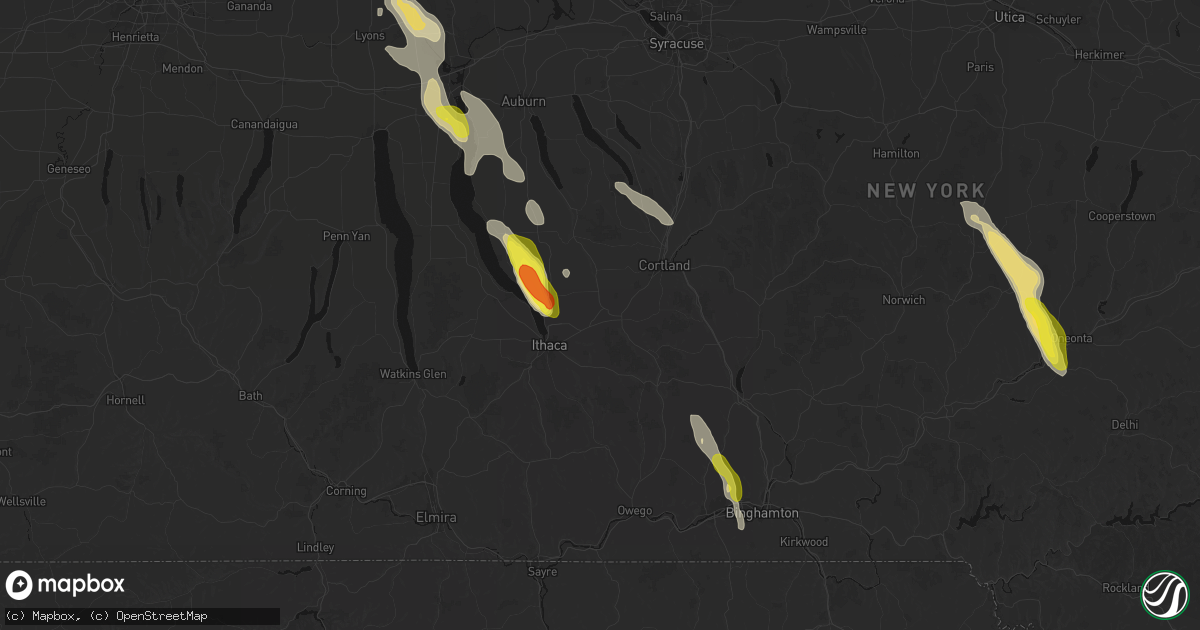 Hail map in Freeville, NY on June 30, 2026