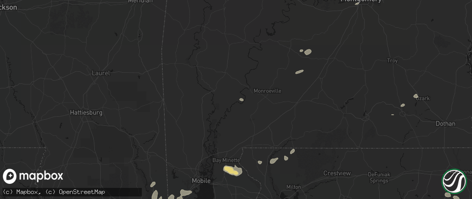 Hail map in Gainestown, AL on June 30, 2026