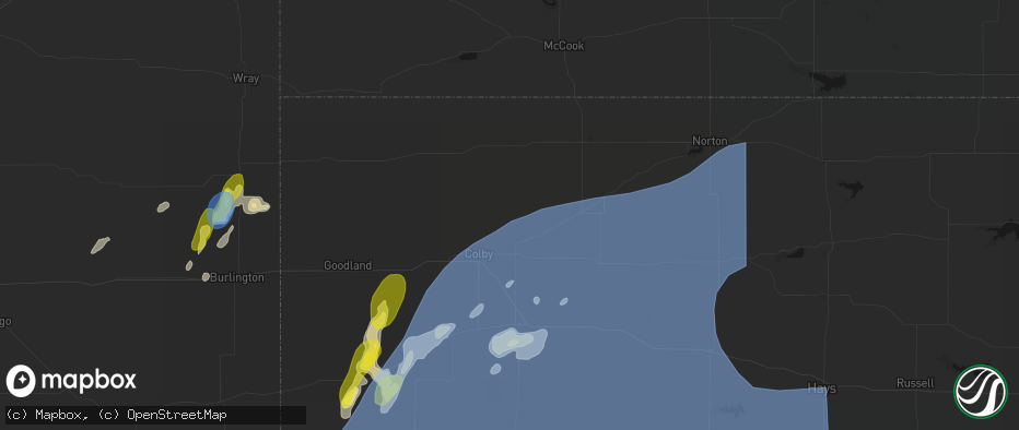 Hail map in Gem, KS on June 30, 2026