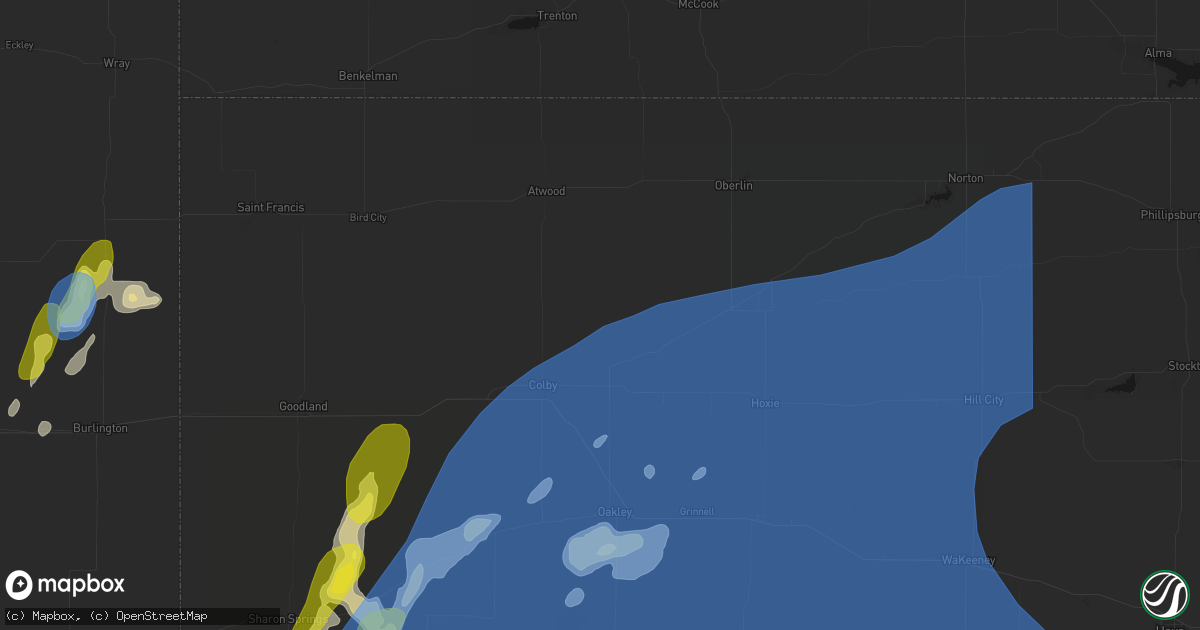 Hail map in Gem, KS on June 30, 2026