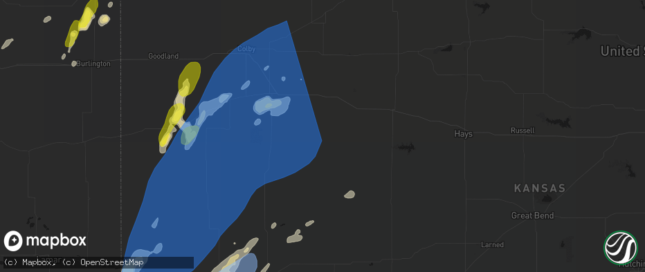 Hail map in Gove, KS on June 30, 2026