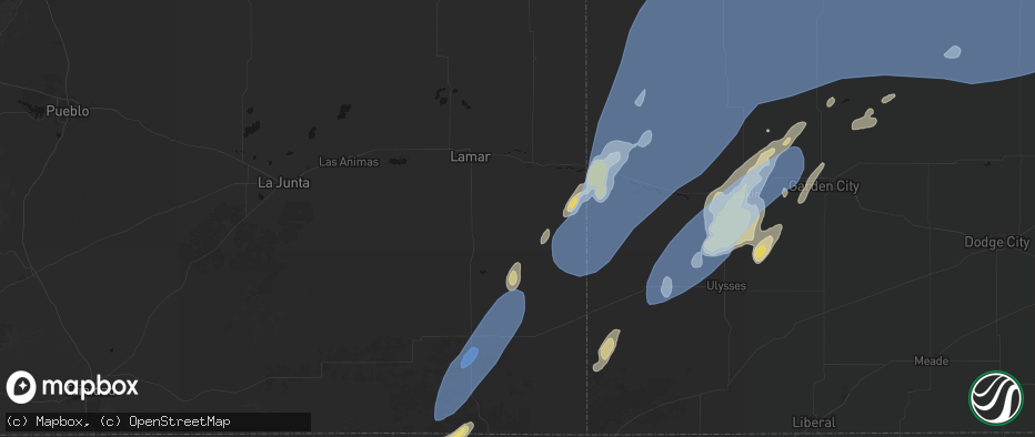 Hail map in Granada, CO on June 30, 2026