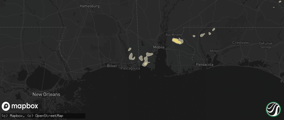 Hail map in Grand Bay, AL on June 30, 2026