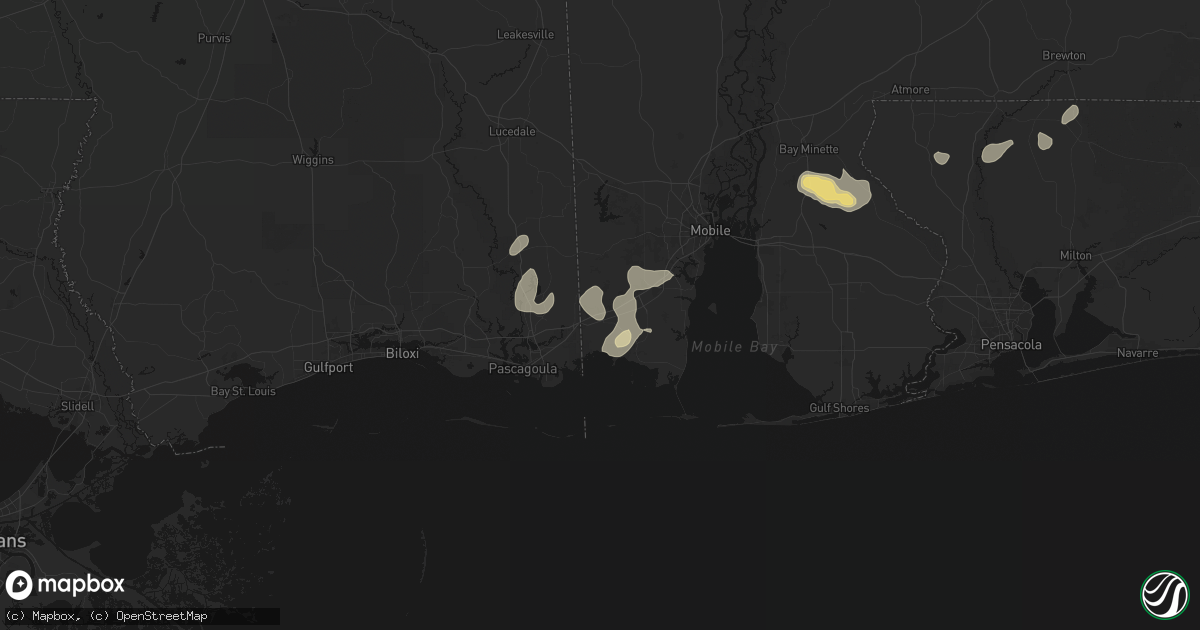 Hail map in Grand Bay, AL on June 30, 2026