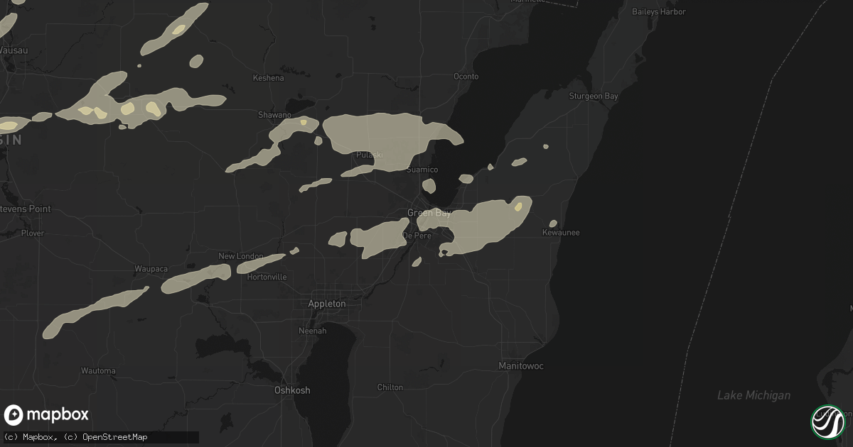 Hail map in Green Bay, WI on June 30, 2026
