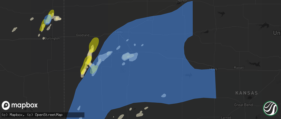 Hail map in Grinnell, KS on June 30, 2026