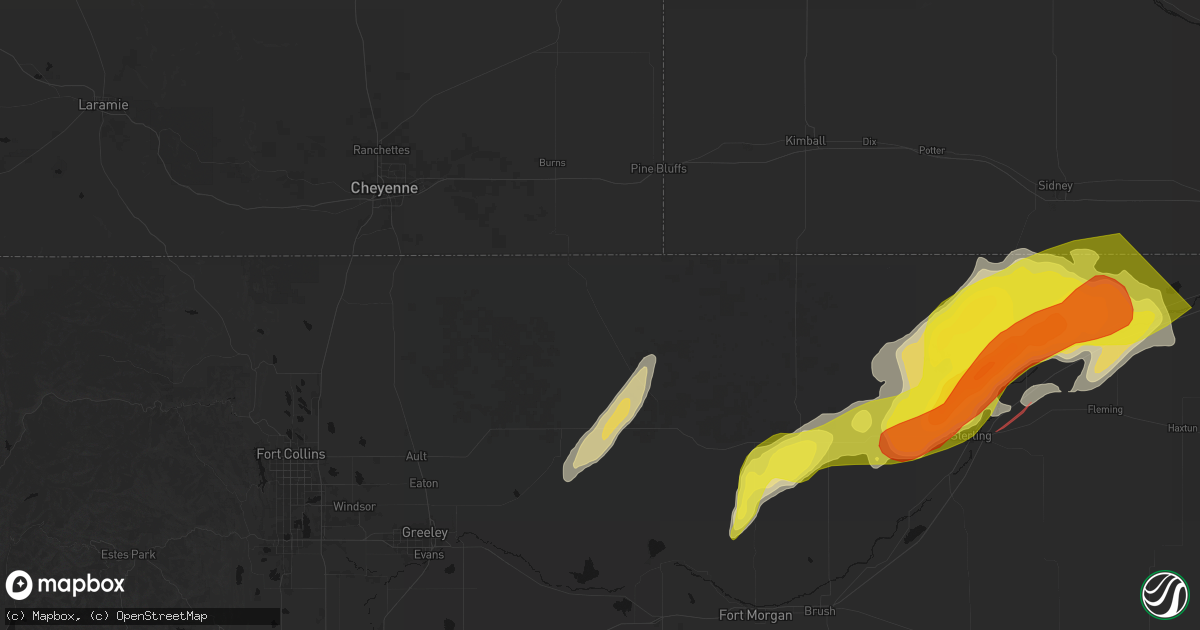 Hail map in Grover, CO on June 30, 2026