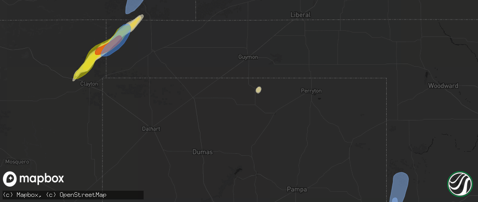 Hail map in Gruver, TX on June 30, 2026