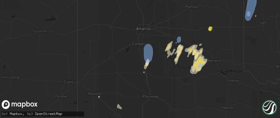 Hail map in Happy, TX on June 30, 2026