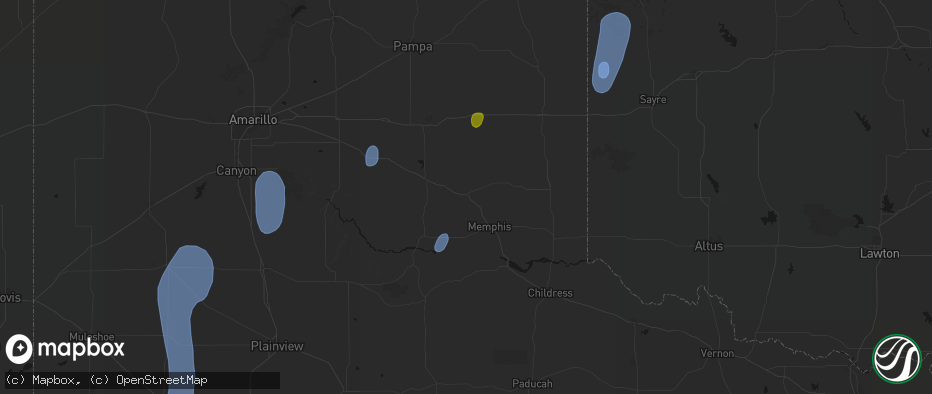 Hail map in Hedley, TX on June 30, 2026