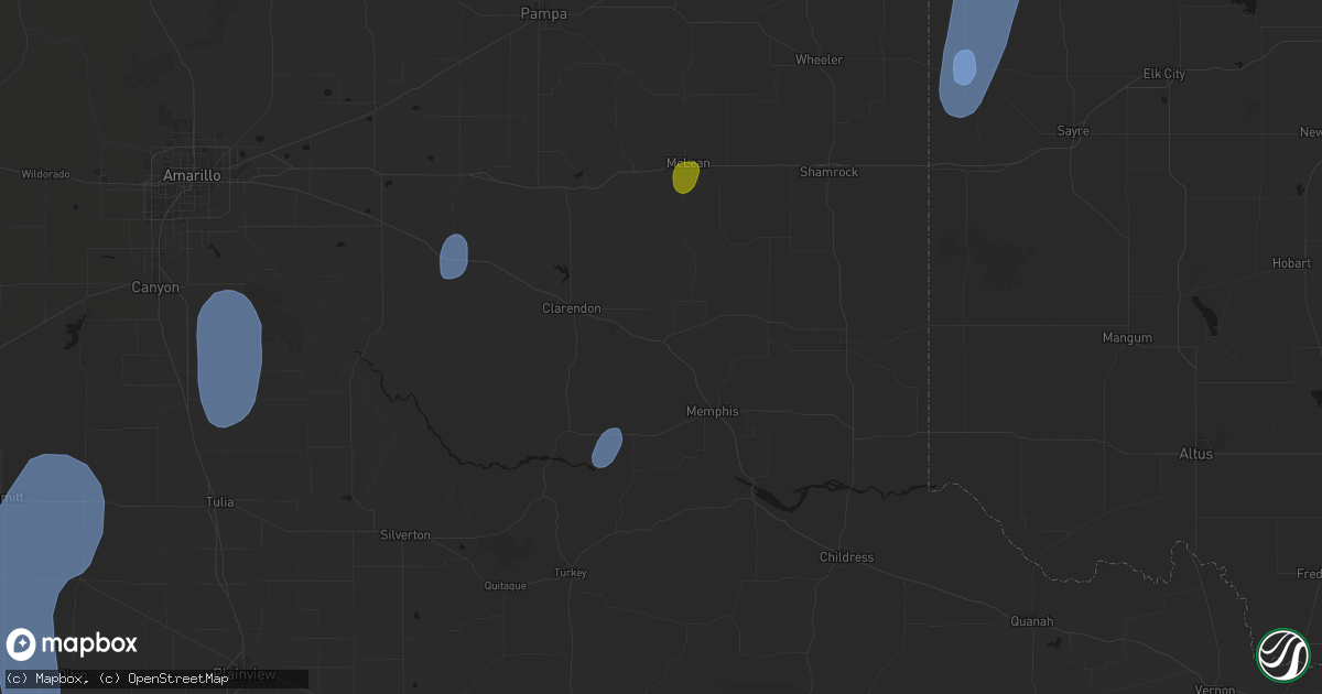 Hail map in Hedley, TX on June 30, 2026