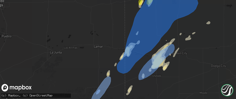 Hail map in Holly, CO on June 30, 2026