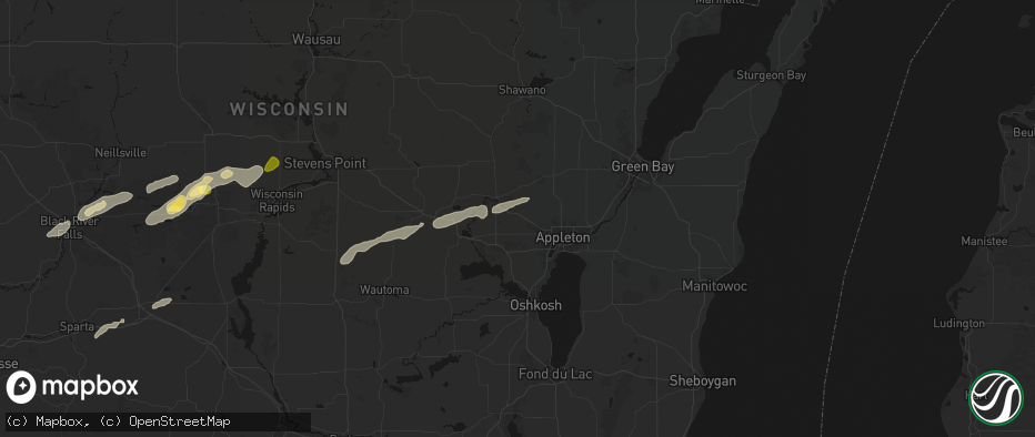 Hail map in Hortonville, WI on June 30, 2026