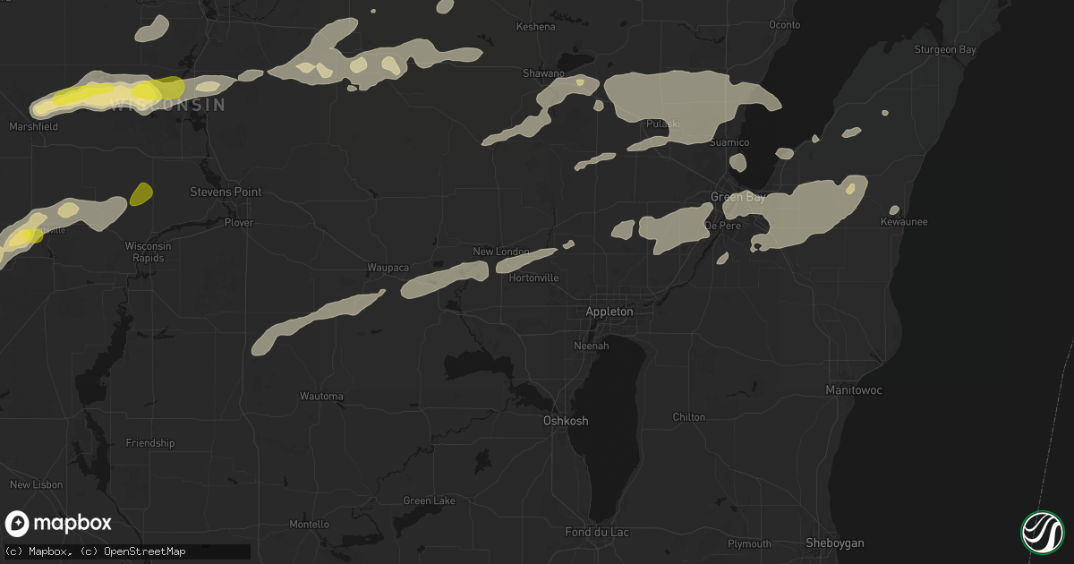 Hail map in Hortonville, WI on June 30, 2026