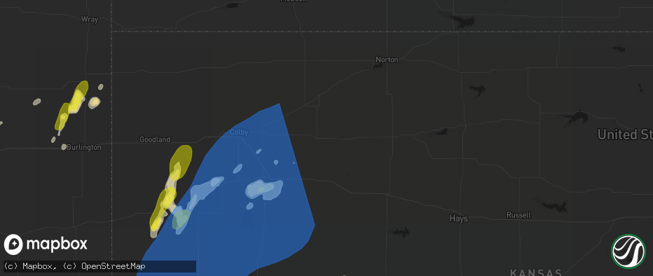 Hail map in Hoxie, KS on June 30, 2026