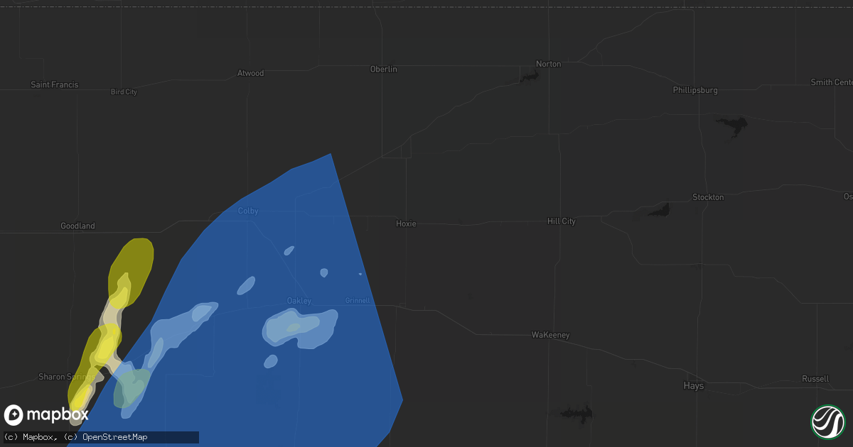 Hail map in Hoxie, KS on June 30, 2026