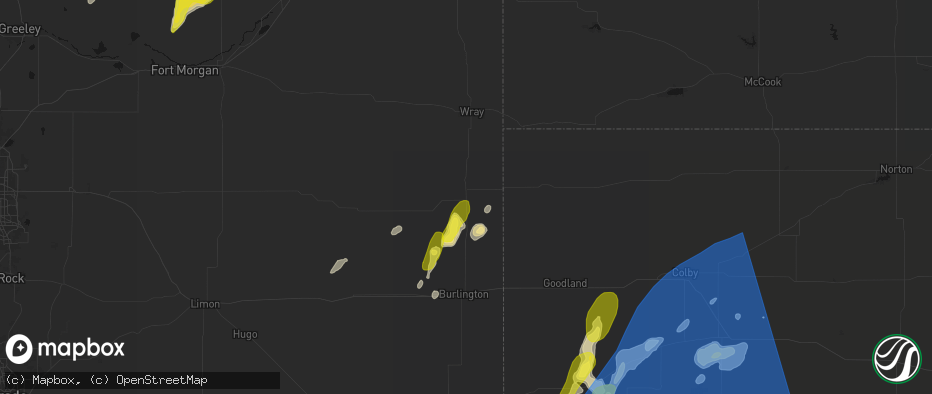 Hail map in Idalia, CO on June 30, 2026