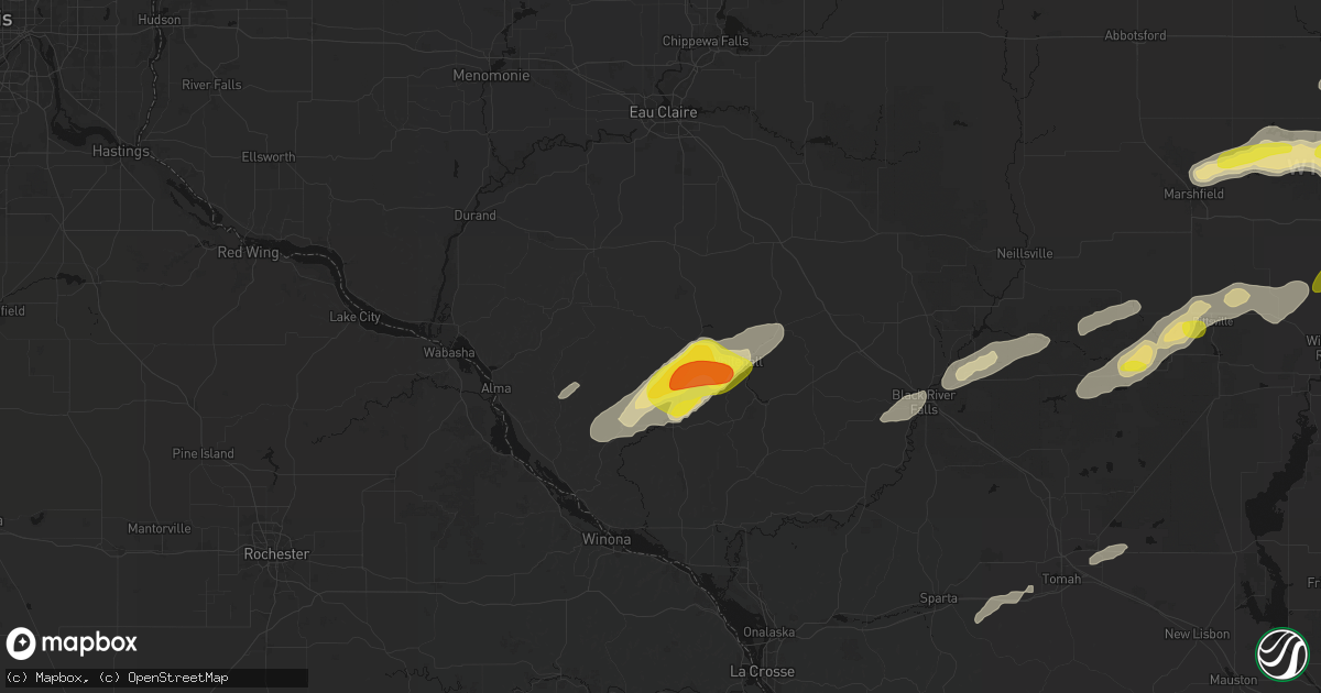 Hail map in Independence, WI on June 30, 2026