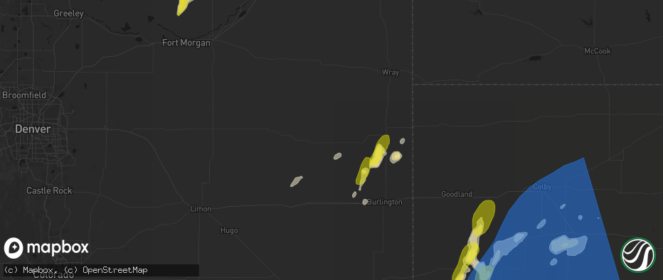 Hail map in Joes, CO on June 30, 2026