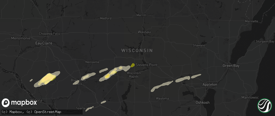 Hail map in Junction City, WI on June 30, 2026