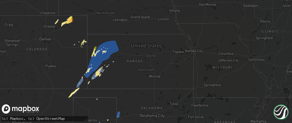 Hail map in Kansas on June 30, 2026