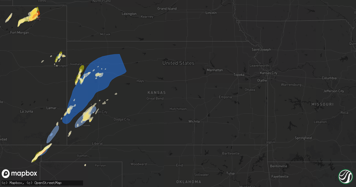Hail map in Kansas on June 30, 2026