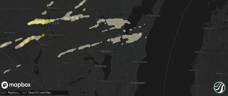 Hail map in Kaukauna, WI on June 30, 2026