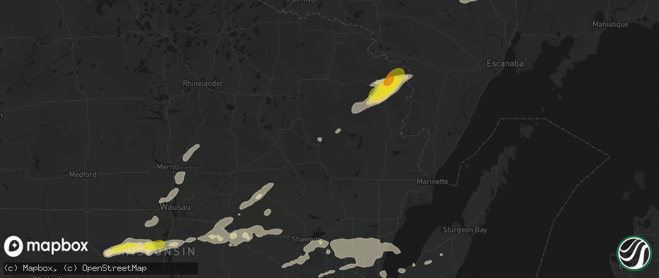 Hail map in Lakewood, WI on June 30, 2026