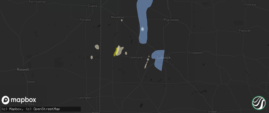 Hail map in Levelland, TX on June 30, 2026